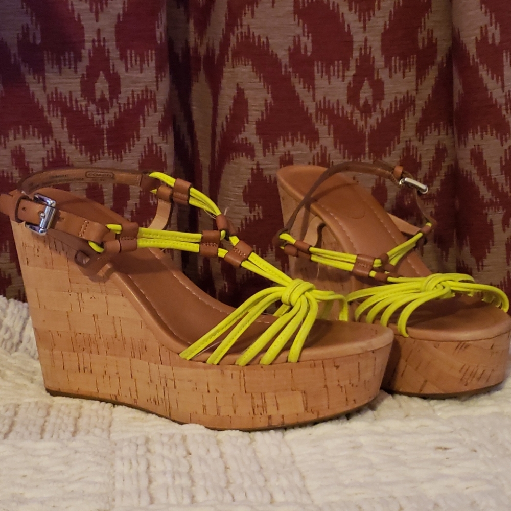 Coach strapped wedge heels